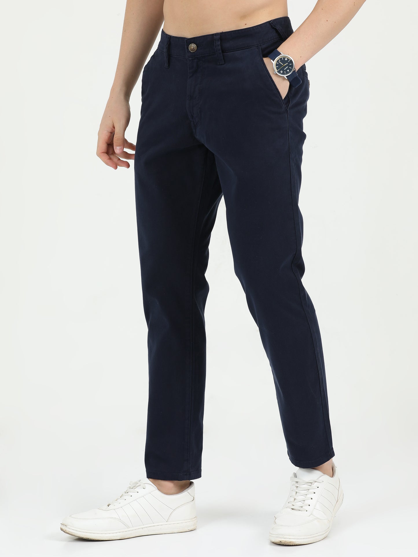 Indostreaks Men Cotton Navy Chinos