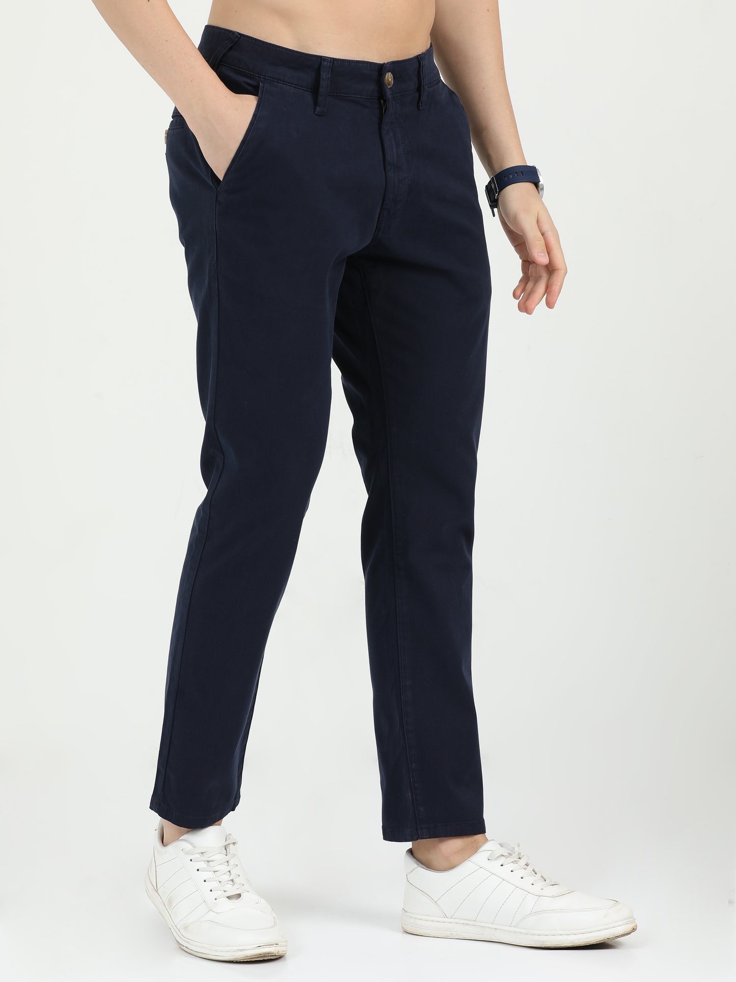 Indostreaks Men Cotton Navy Chinos