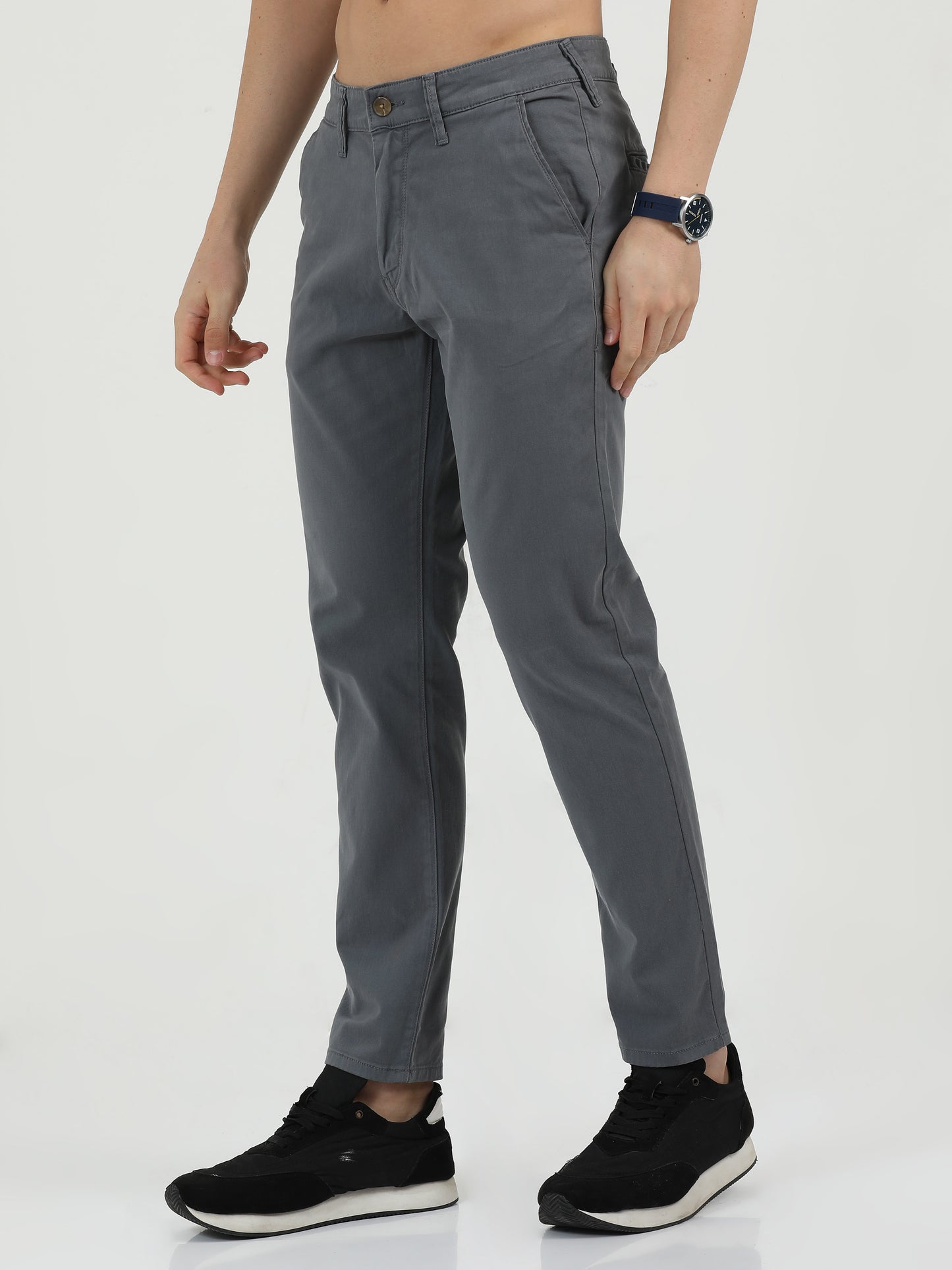Men 100% Cotton Grey Chinos