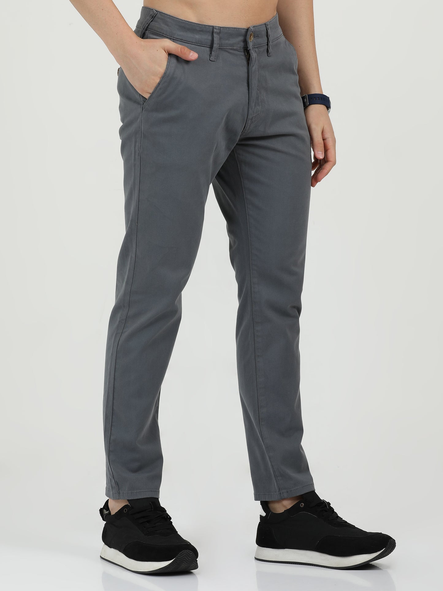 Men 100% Cotton Grey Chinos