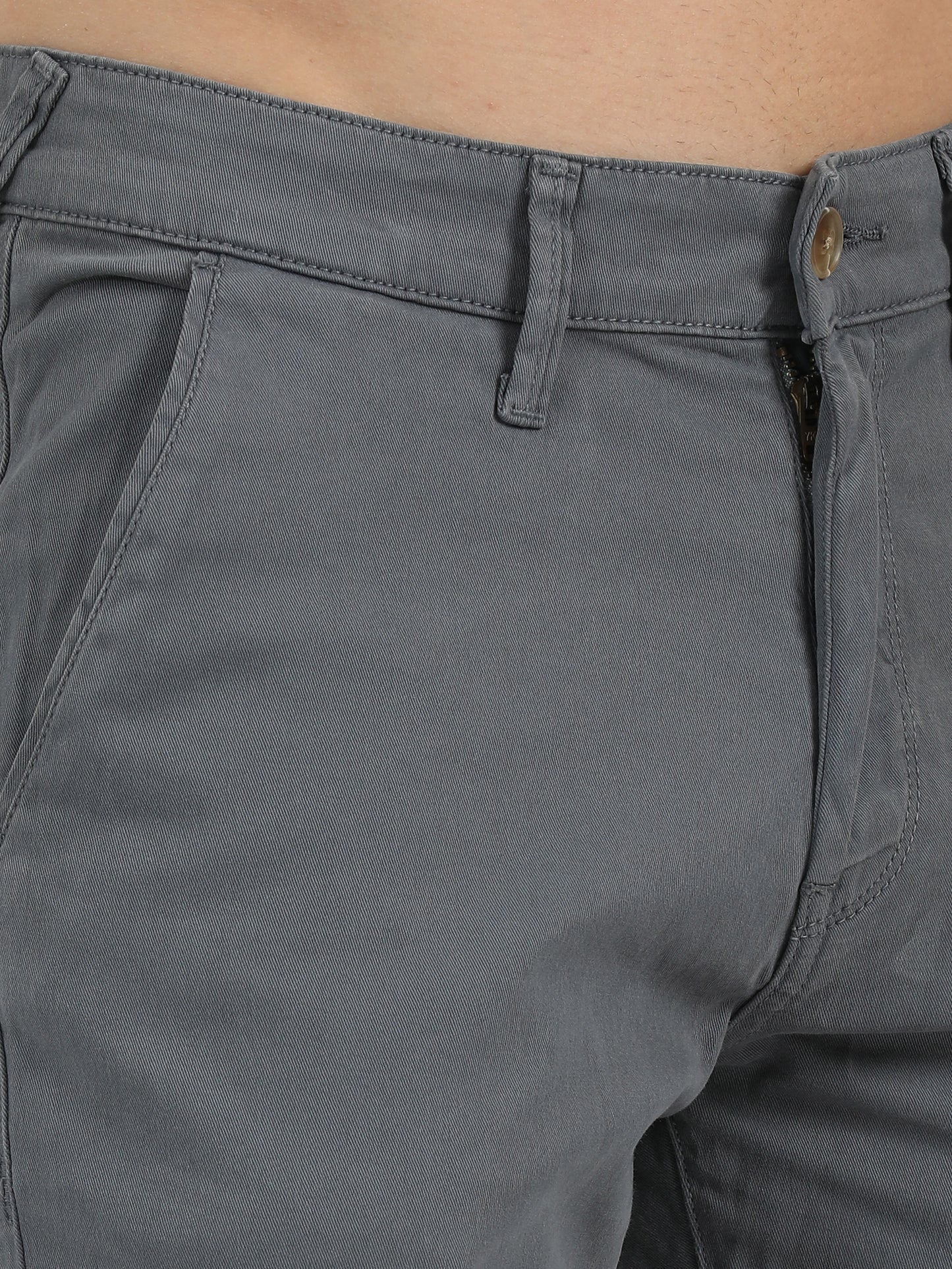 Men 100% Cotton Grey Chinos