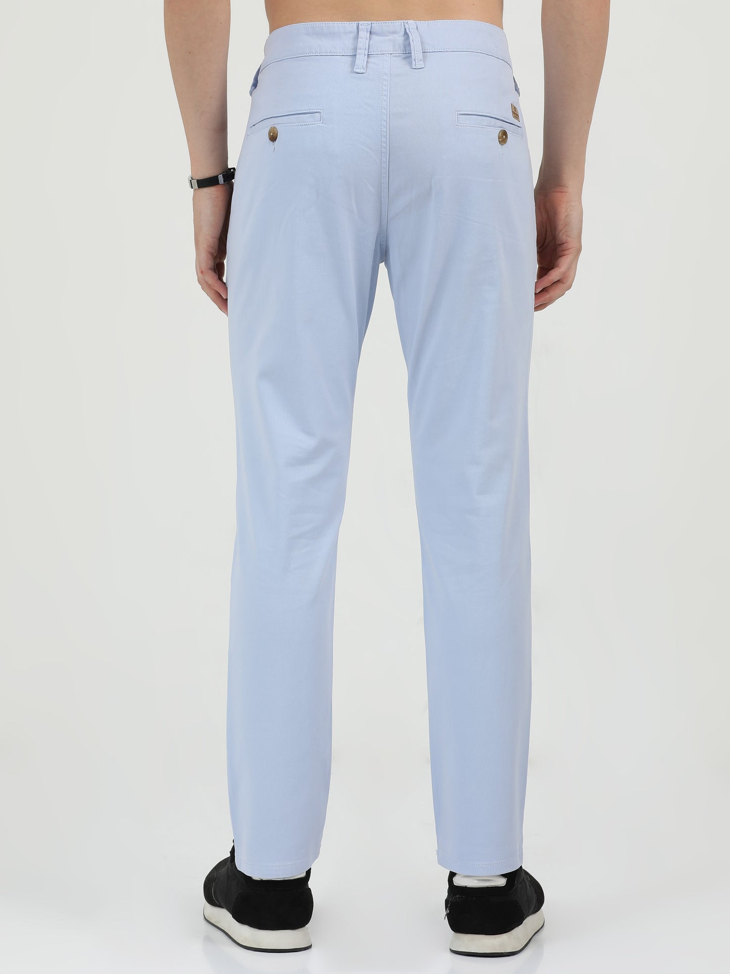 Men Cotton Sky Blue Chinos