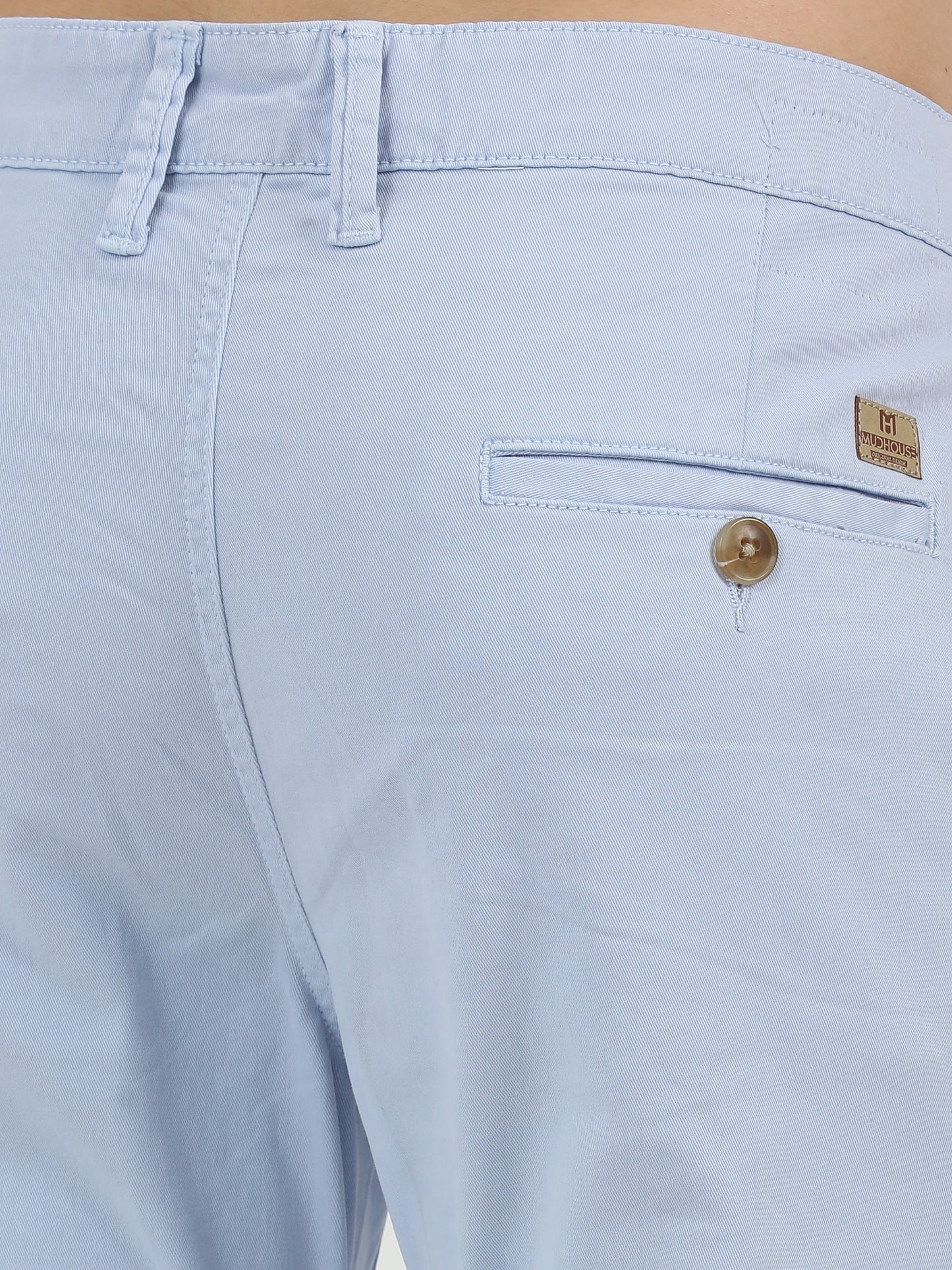 Men Cotton Sky Blue Chinos