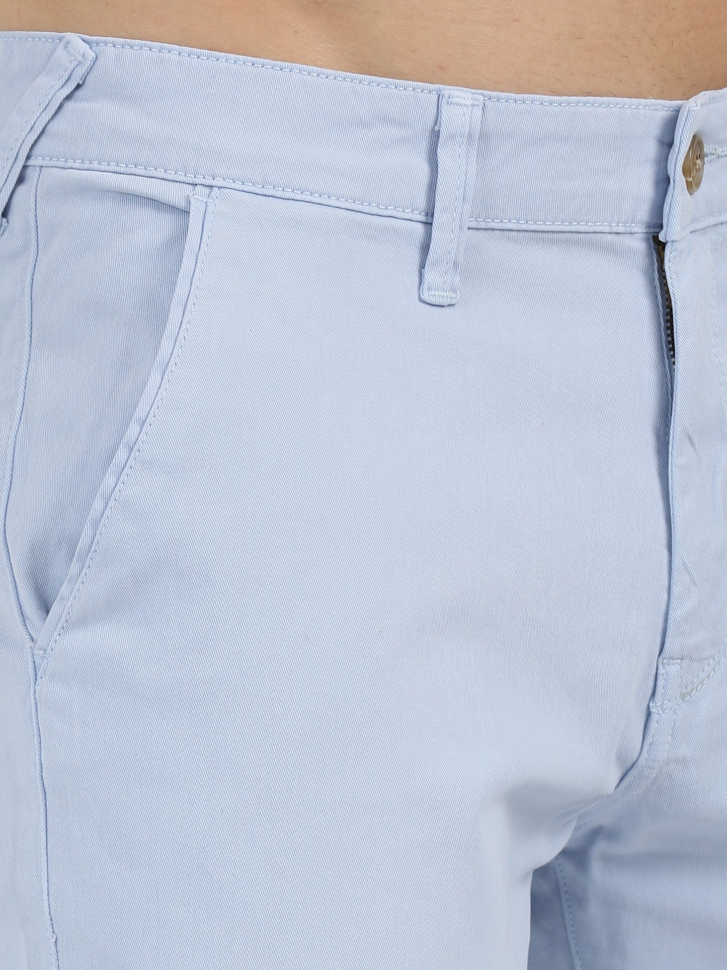 Men Cotton Sky Blue Chinos