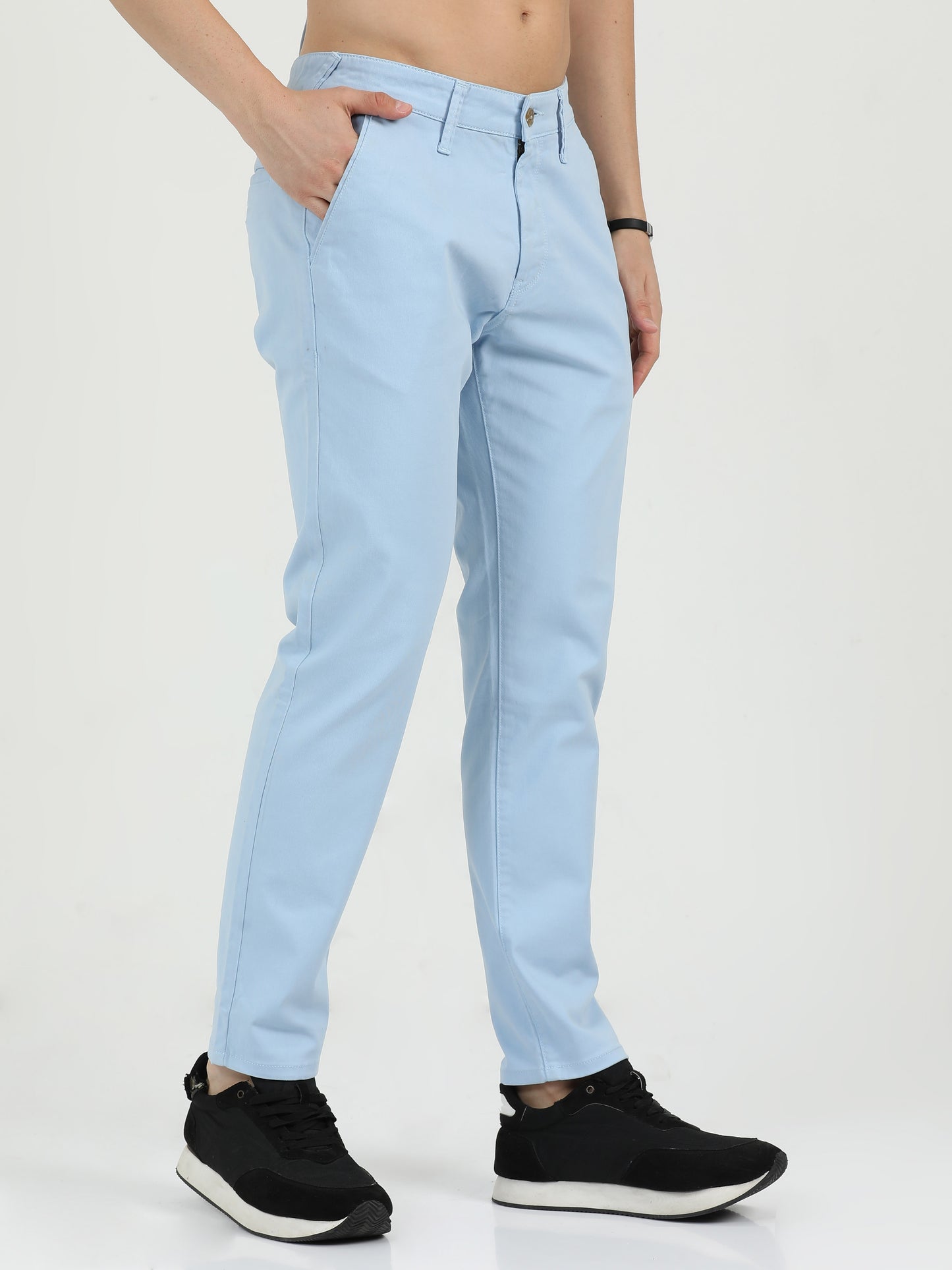 Men Cotton Light Blue Chinos