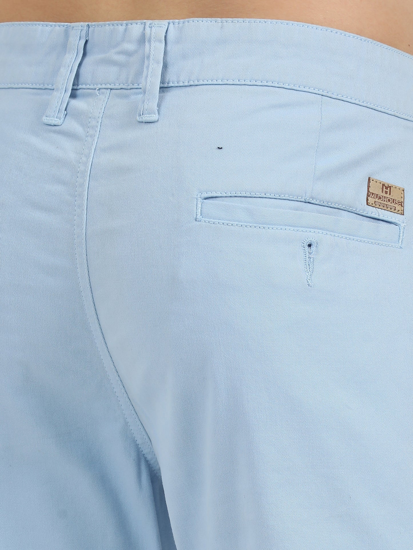 Men Cotton Light Blue Chinos