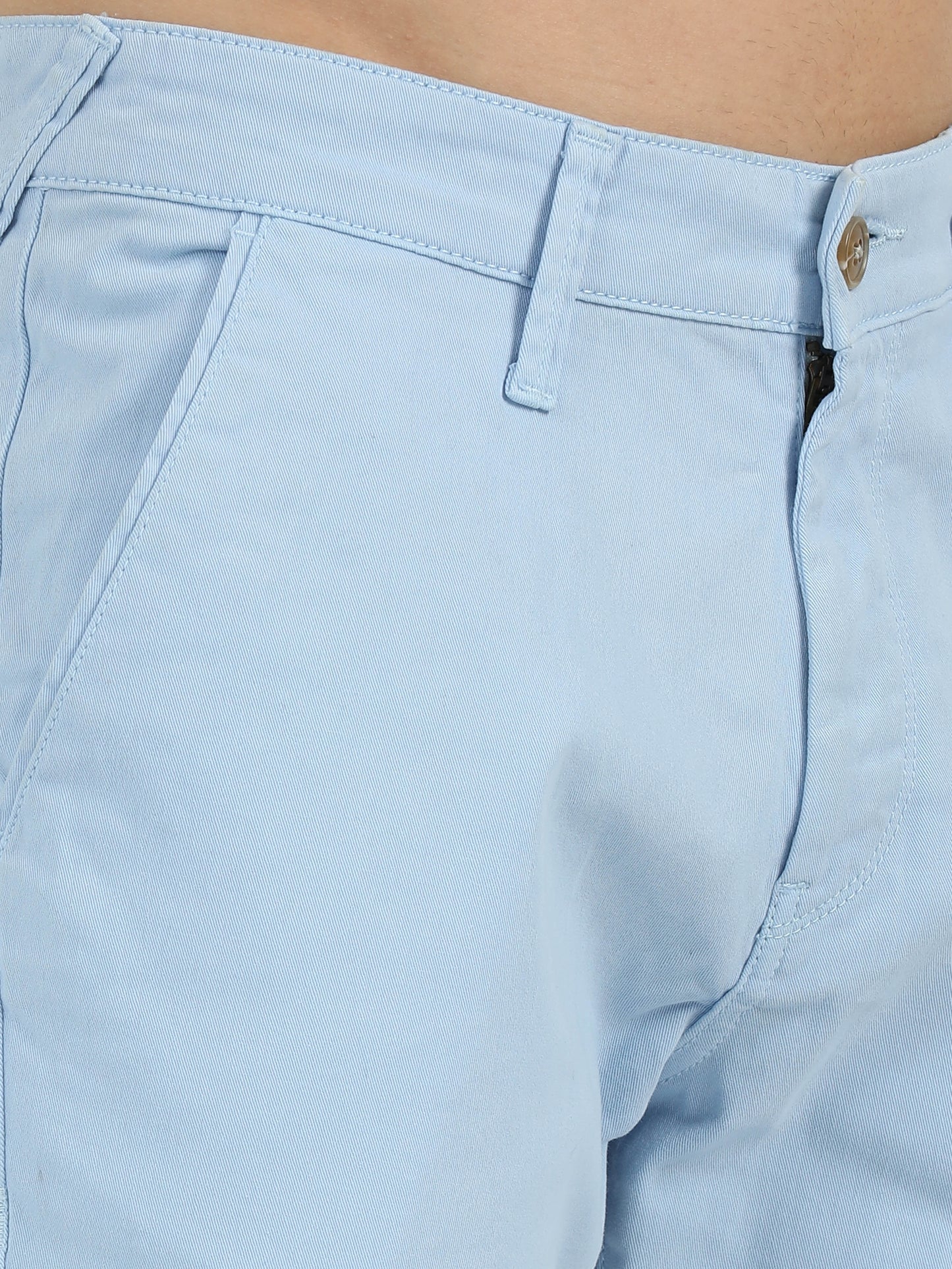 Men Cotton Light Blue Chinos