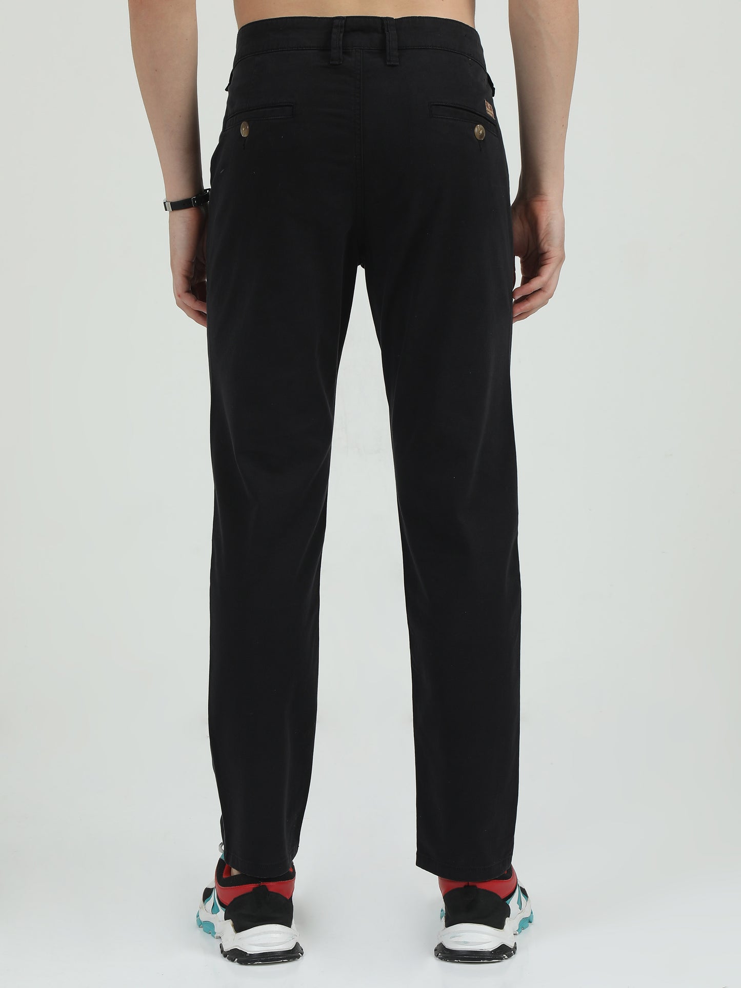 Men Cotton Black Chinos