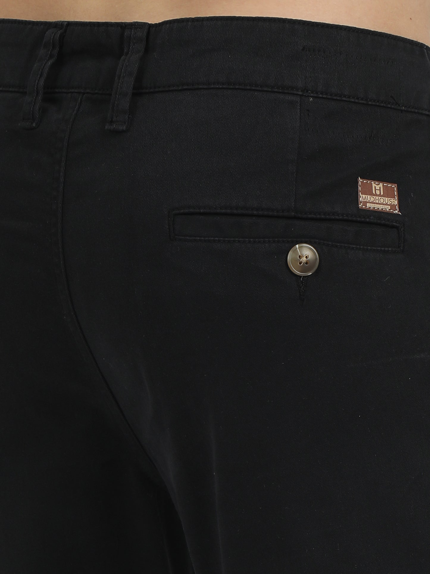 Men Cotton Black Chinos